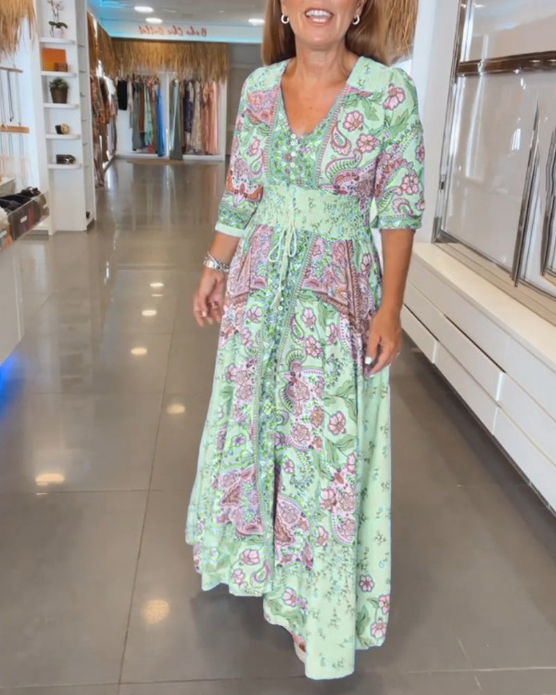 Mia – Rochie de Vacanță Elegantă cu Decolteu în V 