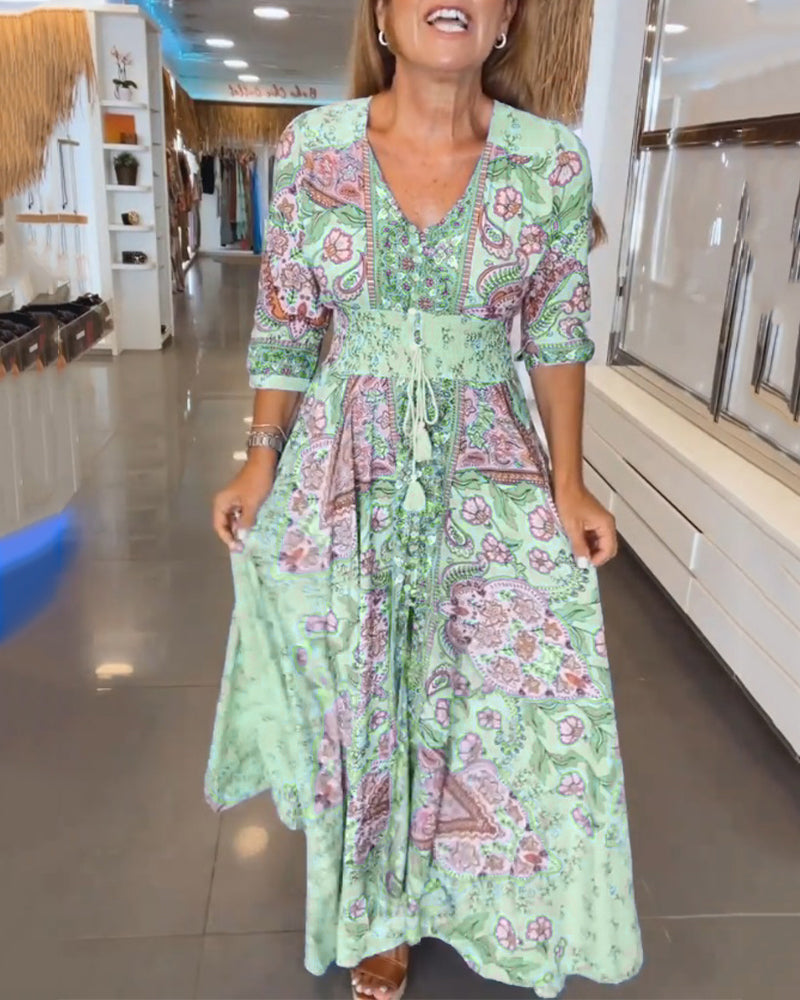 Mia – Rochie de Vacanță Elegantă cu Decolteu în V 