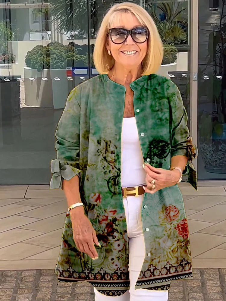 LINDA – CĂMAȘĂ CU BUTONI FLORALĂ ELEGANTĂ 