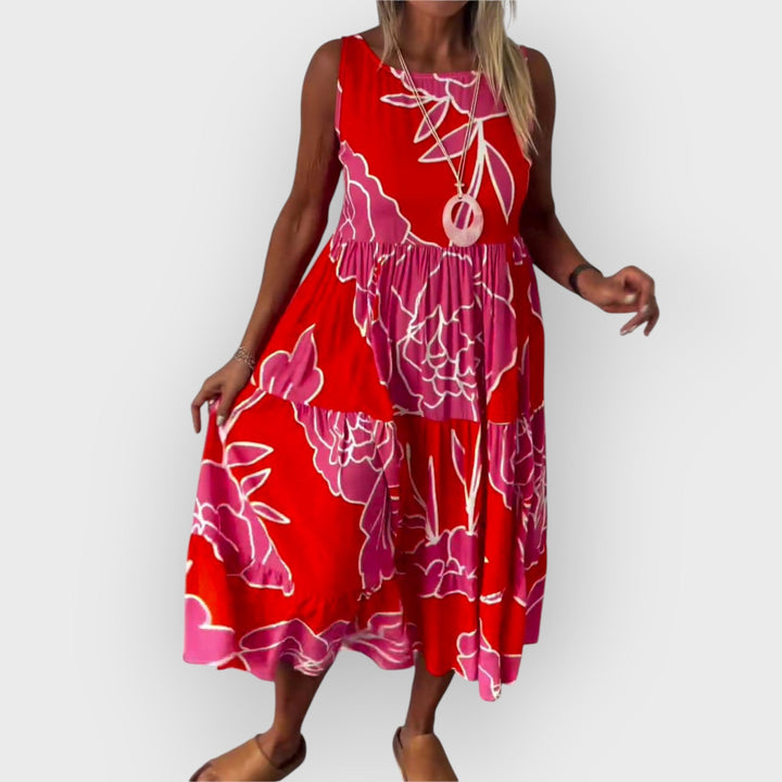 EVITA – ROCHIE FLORALĂ STILATĂ CU UMERI DESCOPERIȚI