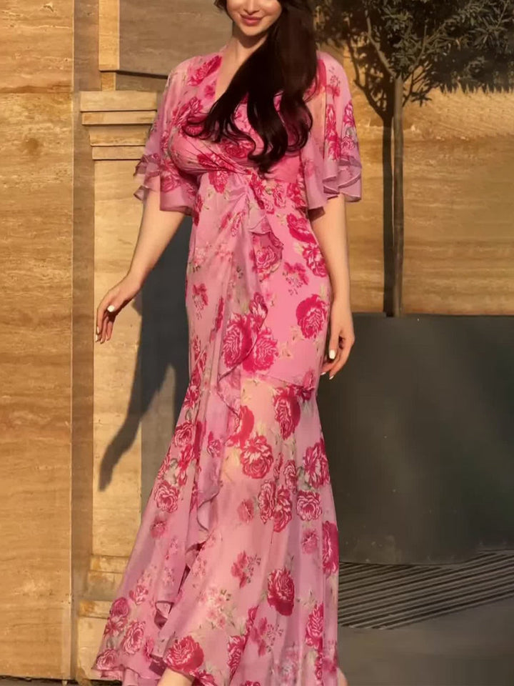 VIVIANA – ROCHIE MAXI ÎNVELIȘ CU ELEGANȚĂ ÎN FLORILE ÎN FLOR 