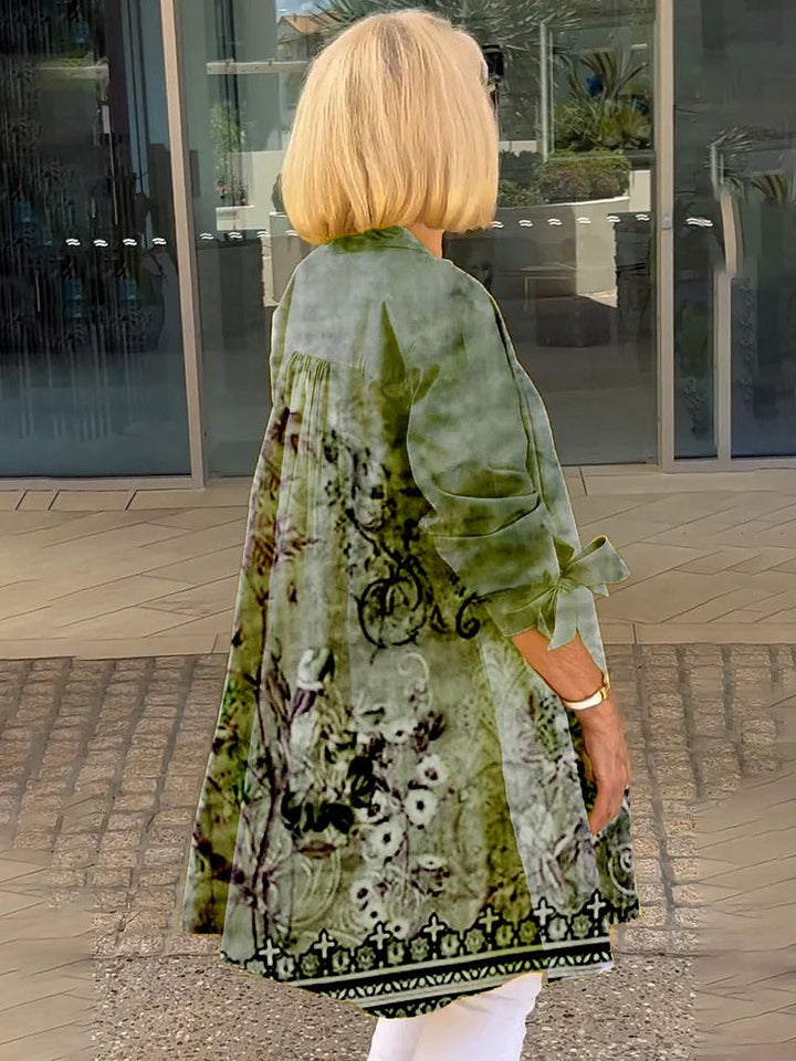 LINDA – CĂMAȘĂ CU BUTONI FLORALĂ ELEGANTĂ 