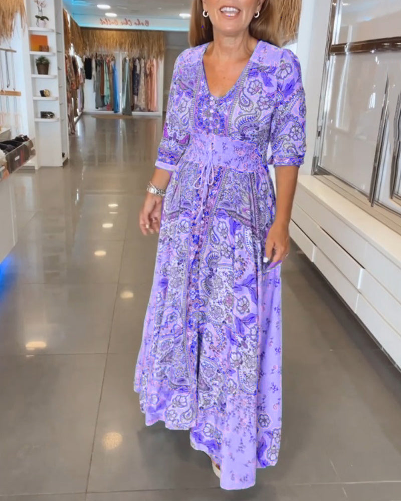 Mia – Rochie de Vacanță Elegantă cu Decolteu în V 