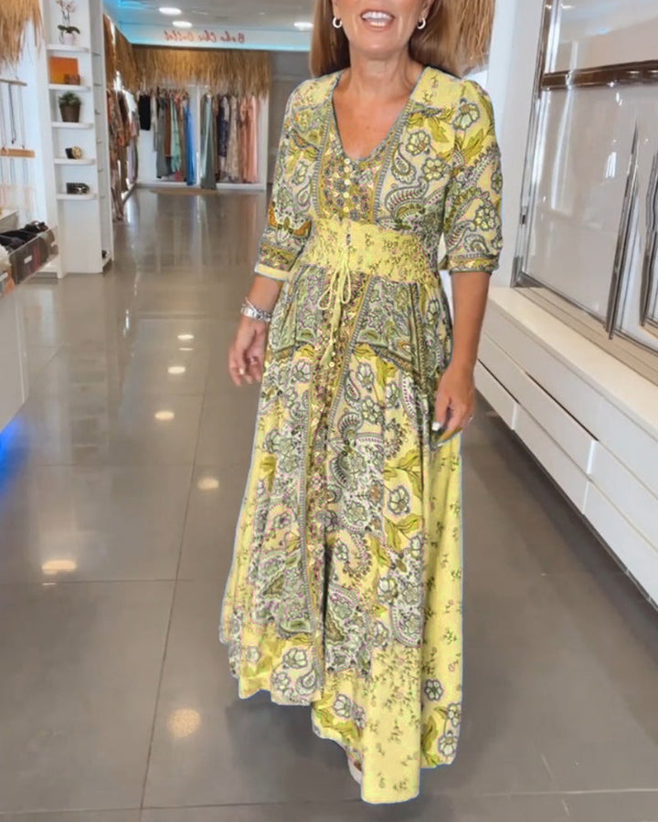 Mia – Rochie de Vacanță Elegantă cu Decolteu în V 