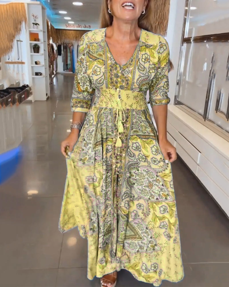 Mia – Rochie de Vacanță Elegantă cu Decolteu în V 