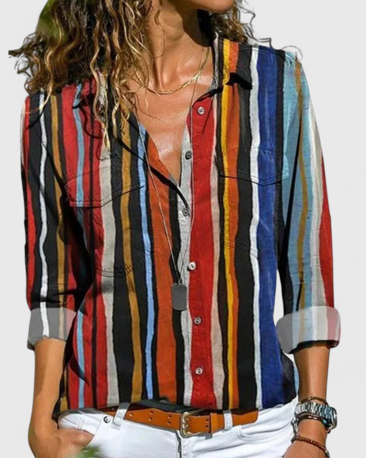 EMILY – BLUZĂ CU BUTONI ÎNFLORATĂ INDIGO 