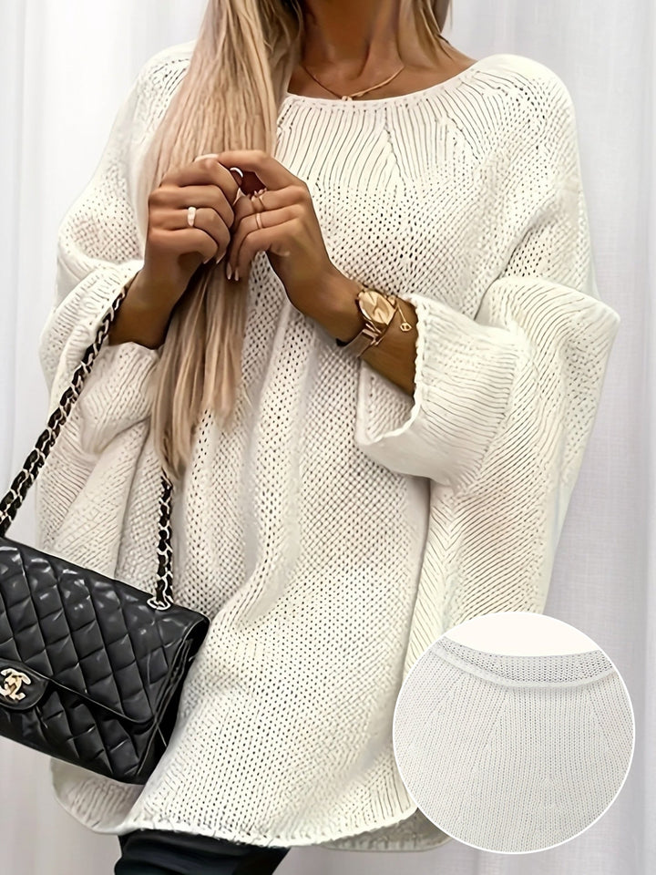 Natalie | Pulover Tricotat Elegant cu Mâneci Tip Băta 