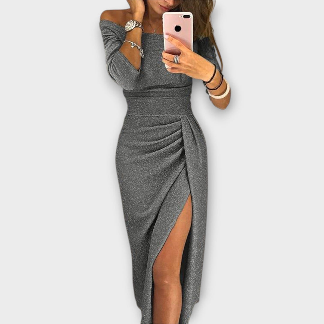 Amelia | Rochie Elegantă cu Umeri Decupați 