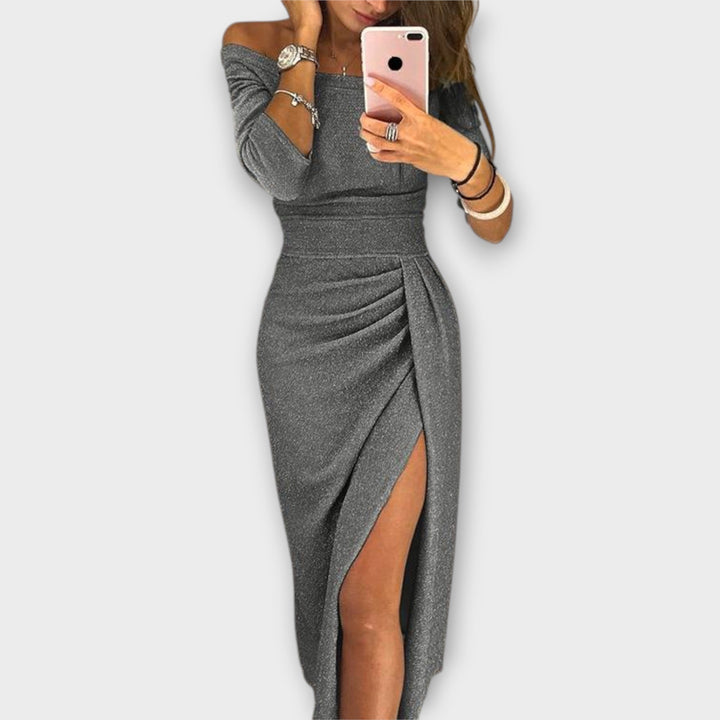 Amelia | Rochie Elegantă cu Umeri Decupați 