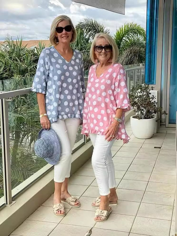 Zephyra | Top din bumbac imprimat cu decolteu în V 