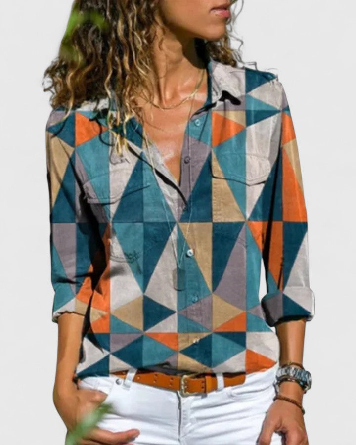 EMILY – BLUZĂ CU BUTONI ÎNFLORATĂ INDIGO 