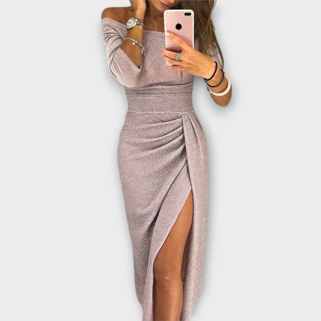 Amelia | Rochie Elegantă cu Umeri Decupați 