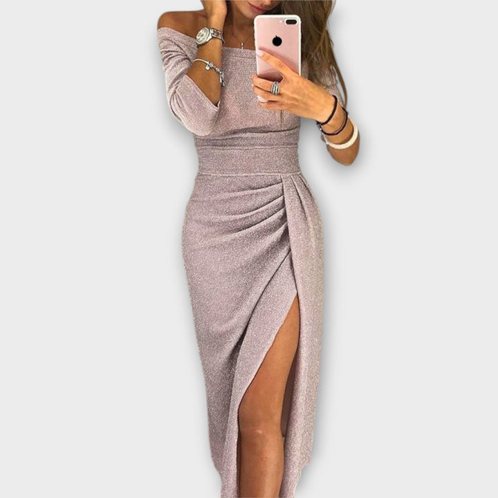 Amelia | Rochie Elegantă cu Umeri Decupați 