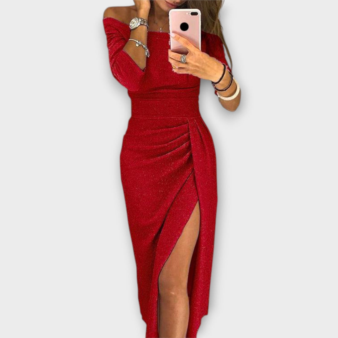 Amelia | Rochie Elegantă cu Umeri Decupați 