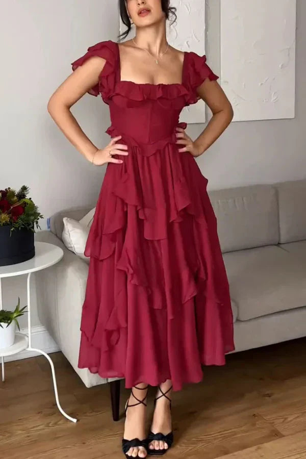 ISABELLA – ROCHIE ROMANTICĂ CU VOLANE CASCADATE 