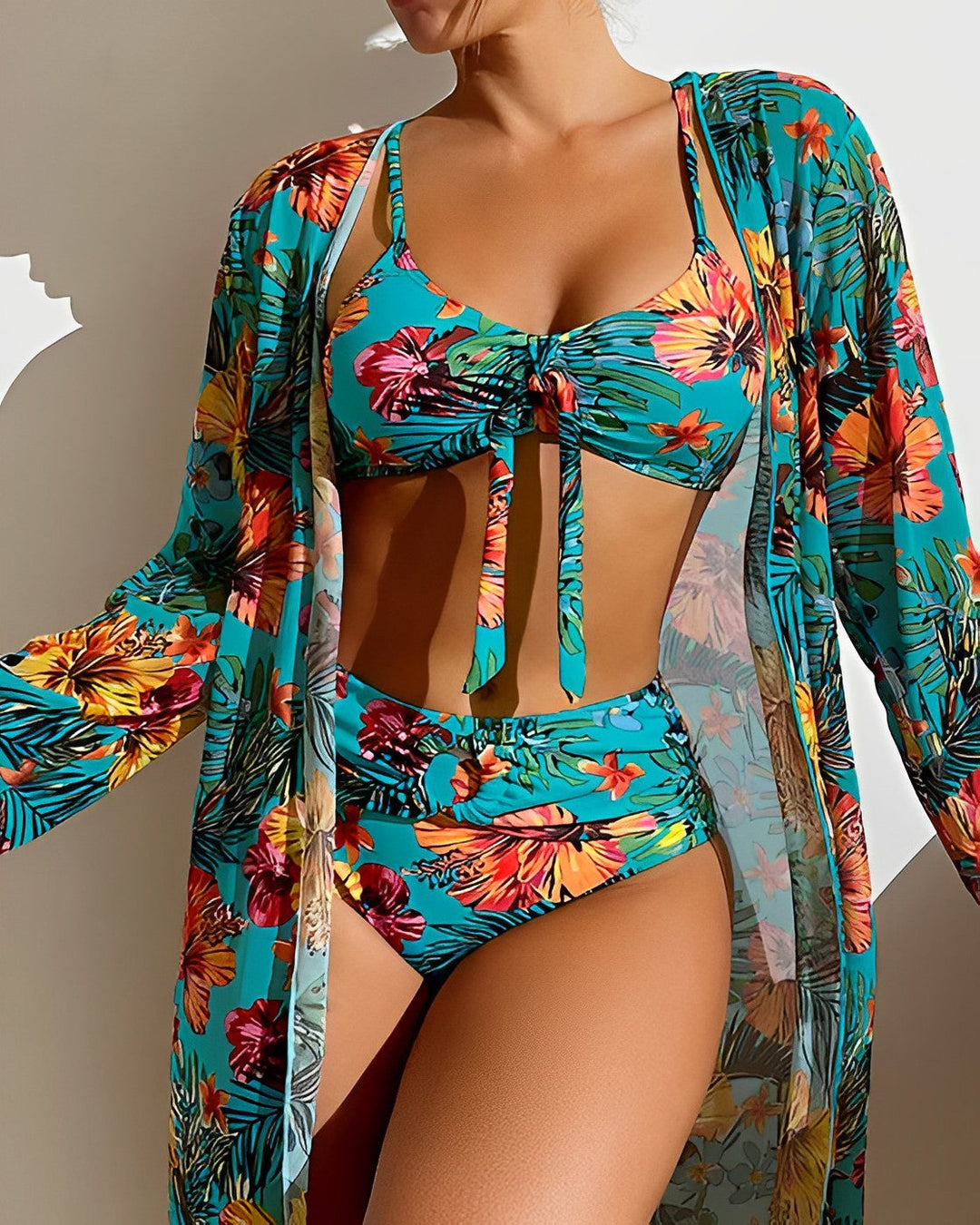 ALANI – SET DE BIKINI CU PRINT TROPICAL ȘI CAPA