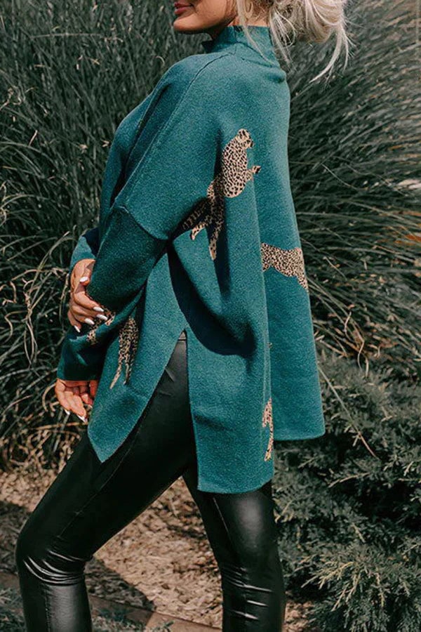 VIDA – BLUZĂ CASUAL VINTAGE CU IMPRIMEU TIGRU ȘI LEOPARD 