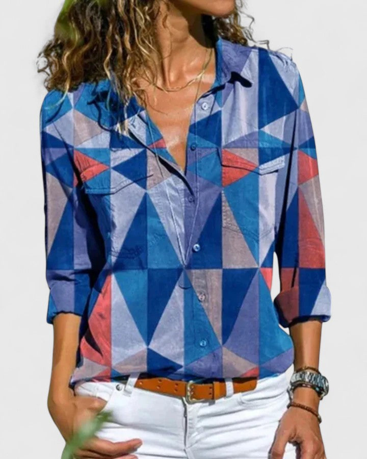 EMILY – BLUZĂ CU BUTONI ÎNFLORATĂ INDIGO 