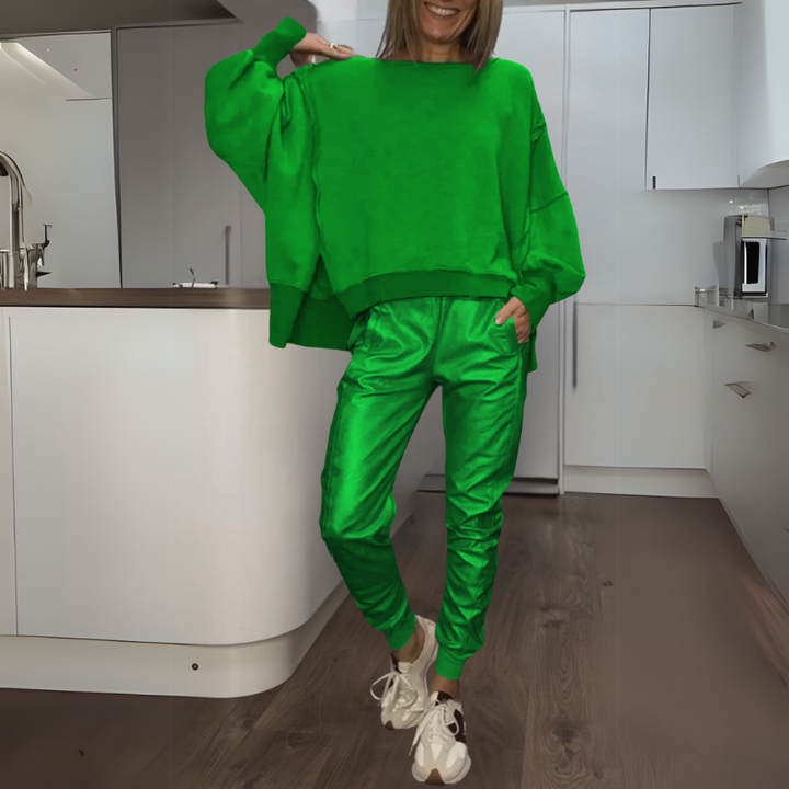 Tomasa - Set Pulover și Jogger din Satin 