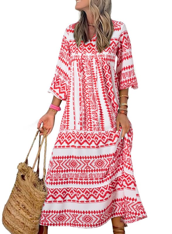 WINONA – ROCHIE MAXI GEOMETRICA BOHO CU MÂNECI PUFOS 