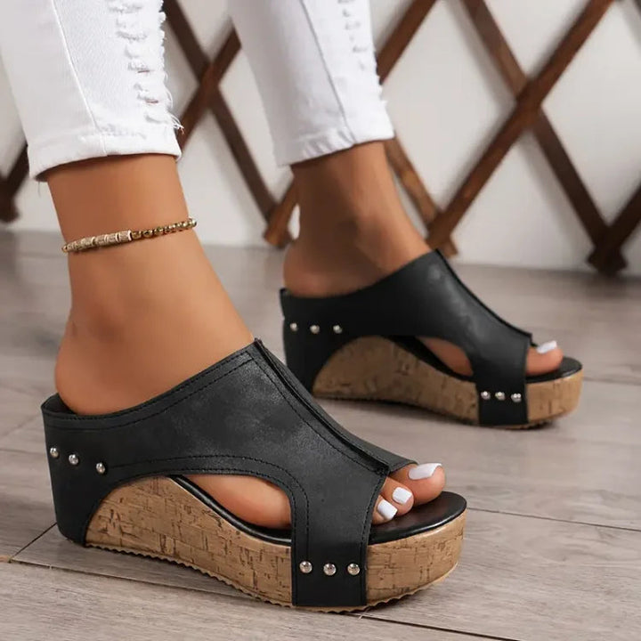 Faith - Sandale cu Toc Wedge din Cauciuc Elegant