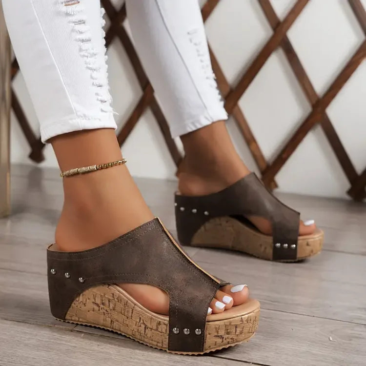 Faith - Sandale cu Toc Wedge din Cauciuc Elegant