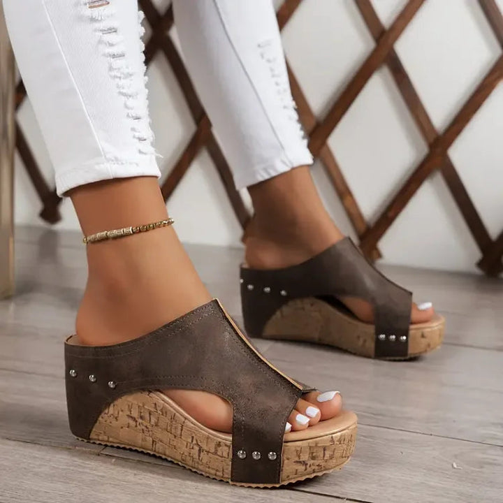 Faith - Sandale cu Toc Wedge din Cauciuc Elegant