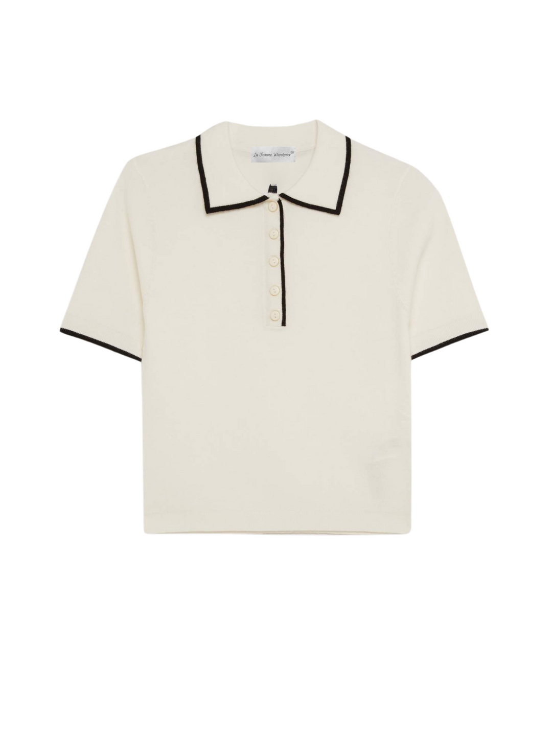 Top tricotat cu nasturi metalici și detalii contrastante