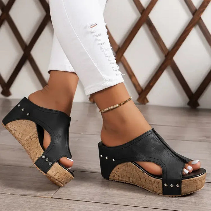 Faith - Sandale cu Toc Wedge din Cauciuc Elegant