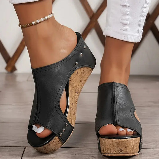 Faith - Sandale cu Toc Wedge din Cauciuc Elegant