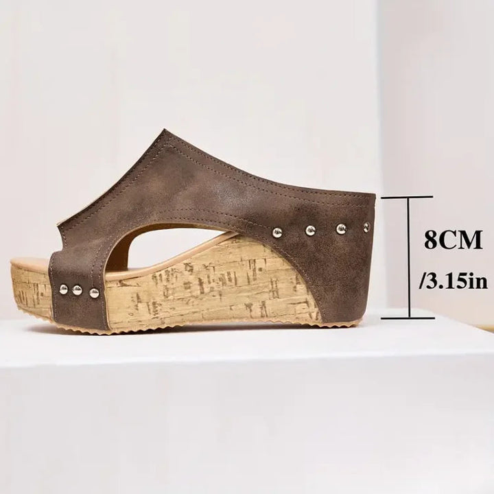 Faith - Sandale cu Toc Wedge din Cauciuc Elegant