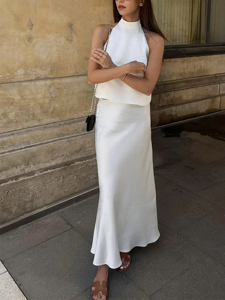 Set fustă din satin Sacred Dream cu spate deschis