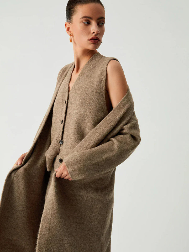 Set de trei piese cu cardigan lung și pantaloni casual