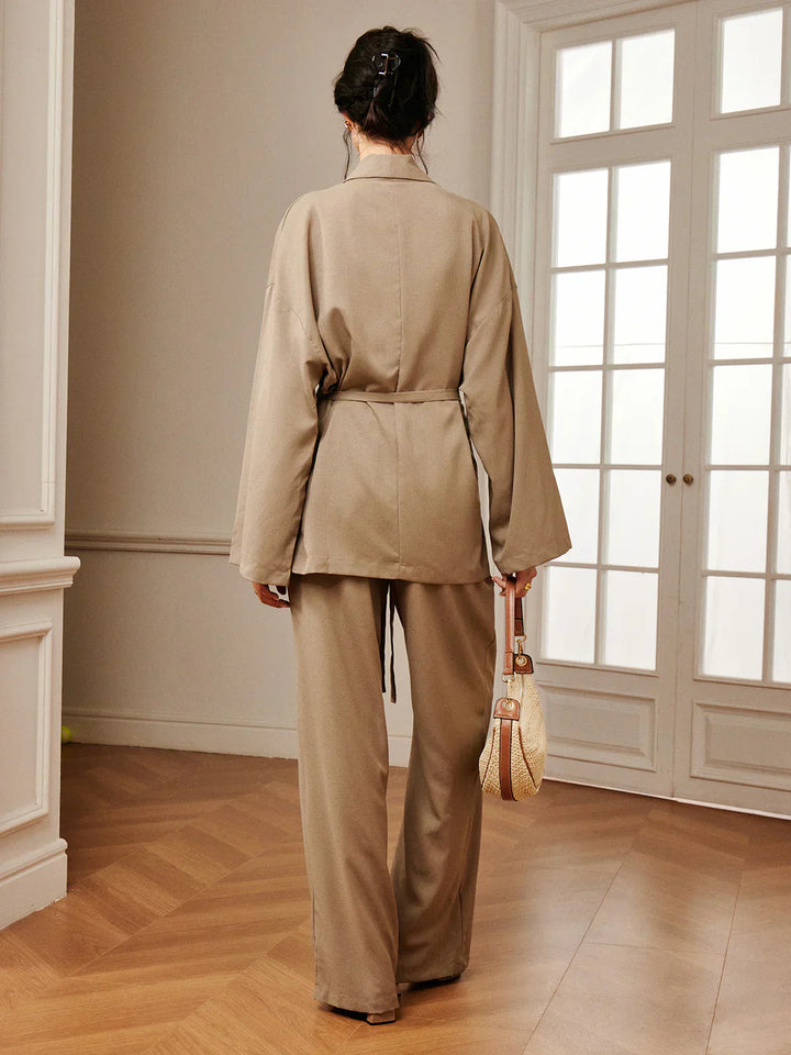 Set de Pantaloni Împăturiti cu Curea pentru Timp Liber