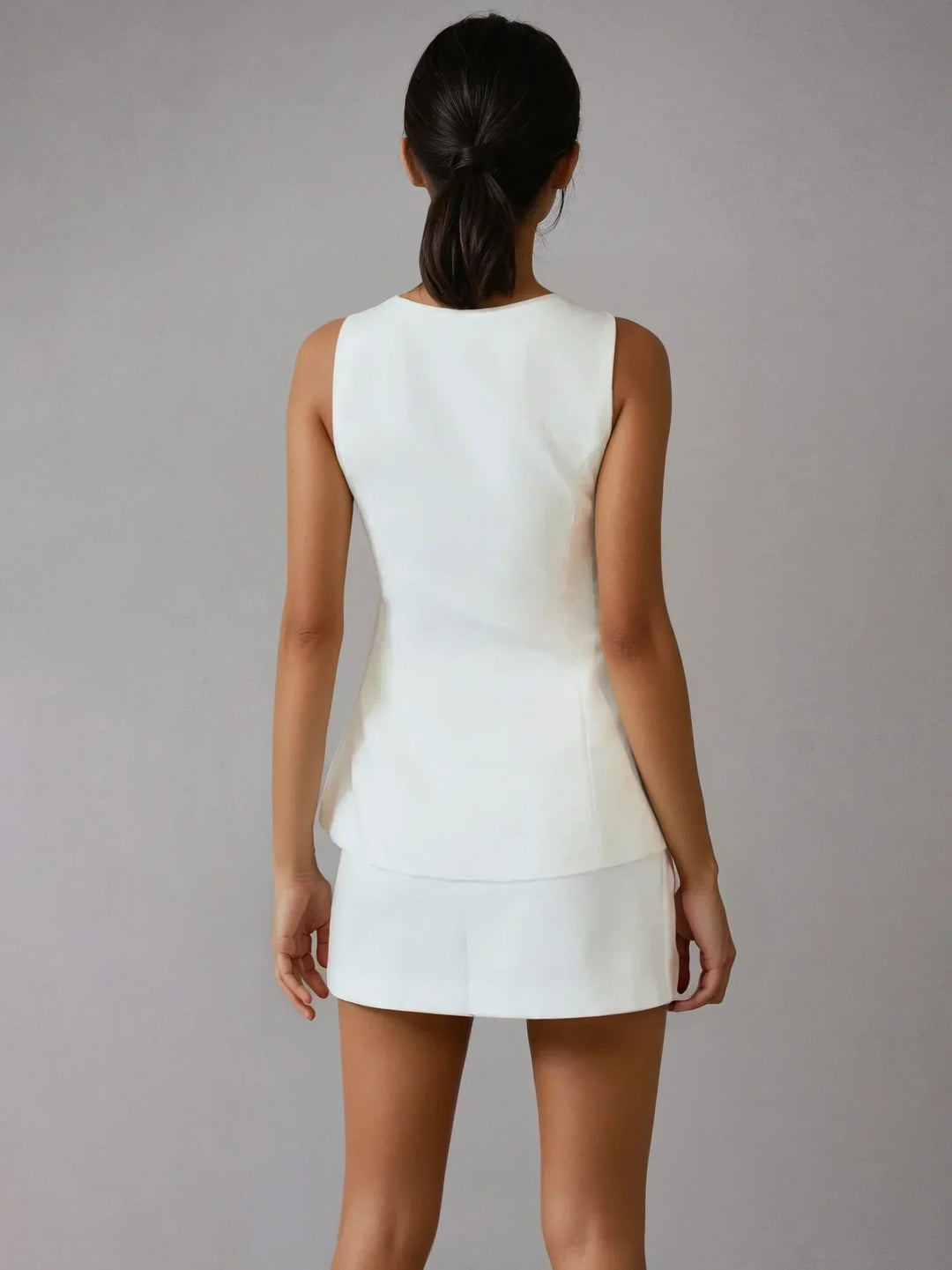 Set elegant fără mâneci cu guler pătrat