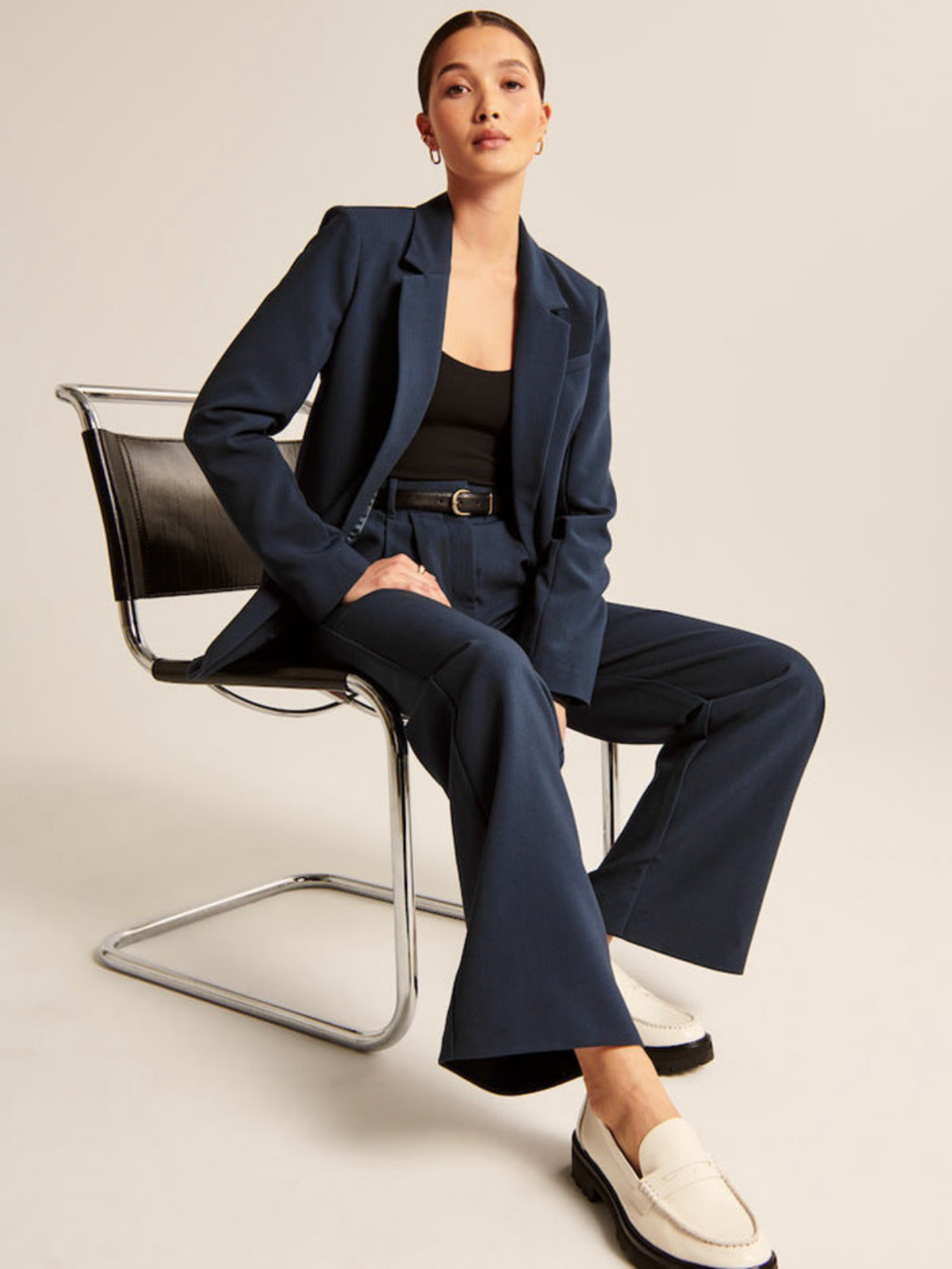 Pantaloni Casual Cu Talie Înaltă și Croi Larg