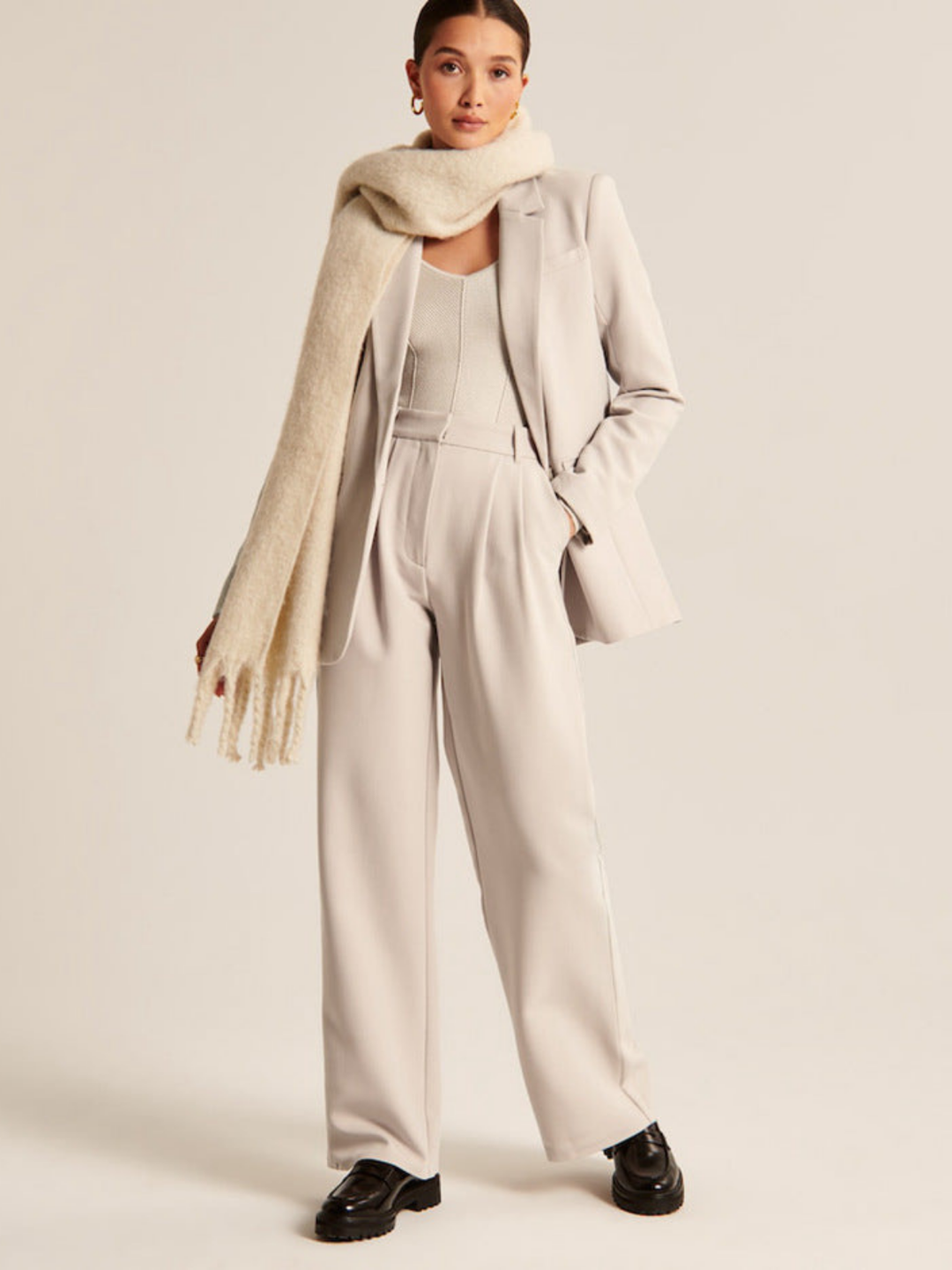 Pantaloni Casual Cu Talie Înaltă și Croi Larg