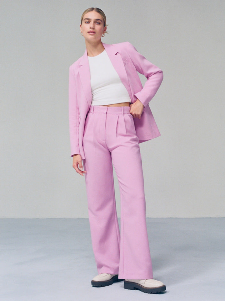 Pantaloni Casual Cu Talie Înaltă și Croi Larg