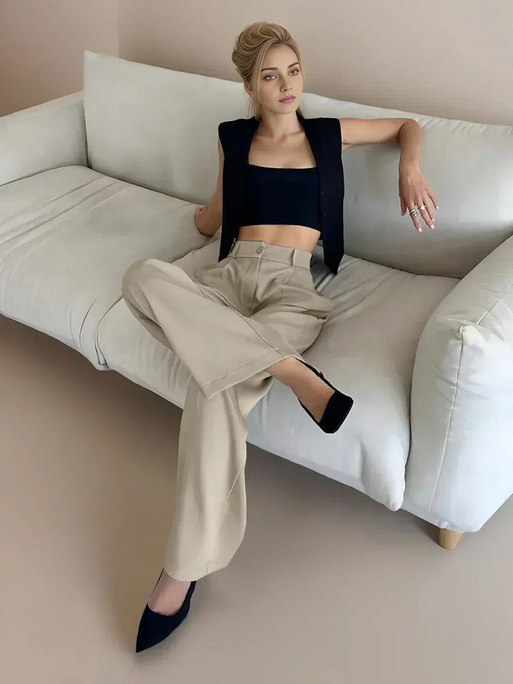 Pantaloni Largi Casual cu Buzunare