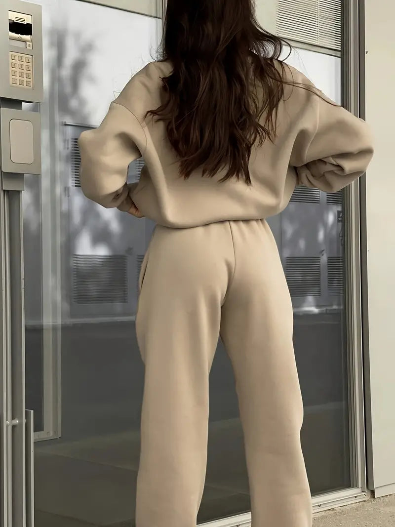 Set Casual Asortat cu Glugă și Culoare Solidă