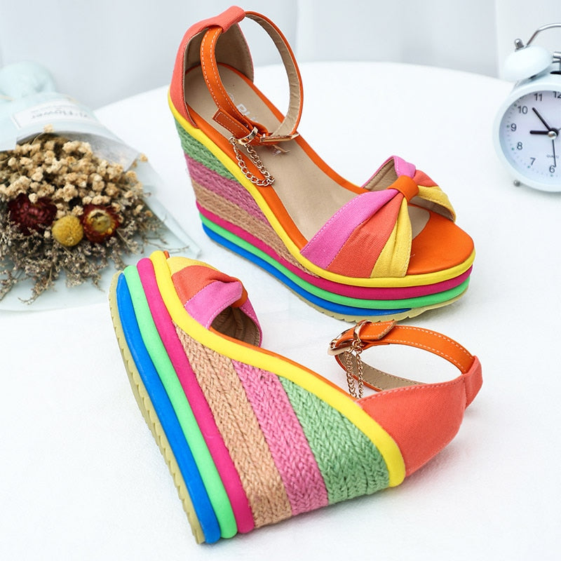 Monica | Sandale wedge colorate și elegante pentru vară