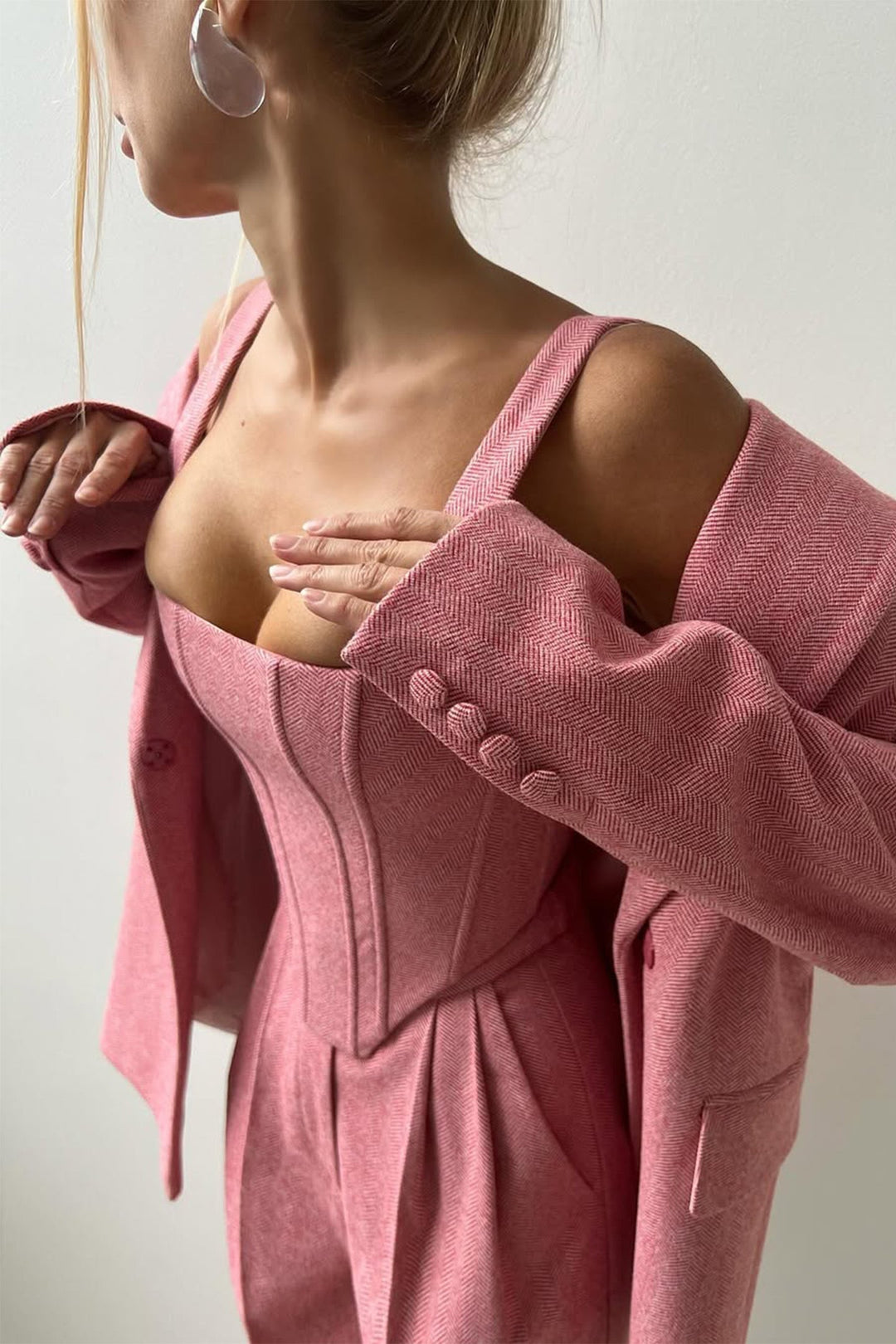 Gratie | Set din Trei Piese cu Sacou cu Două Rânduri de Nasturi 