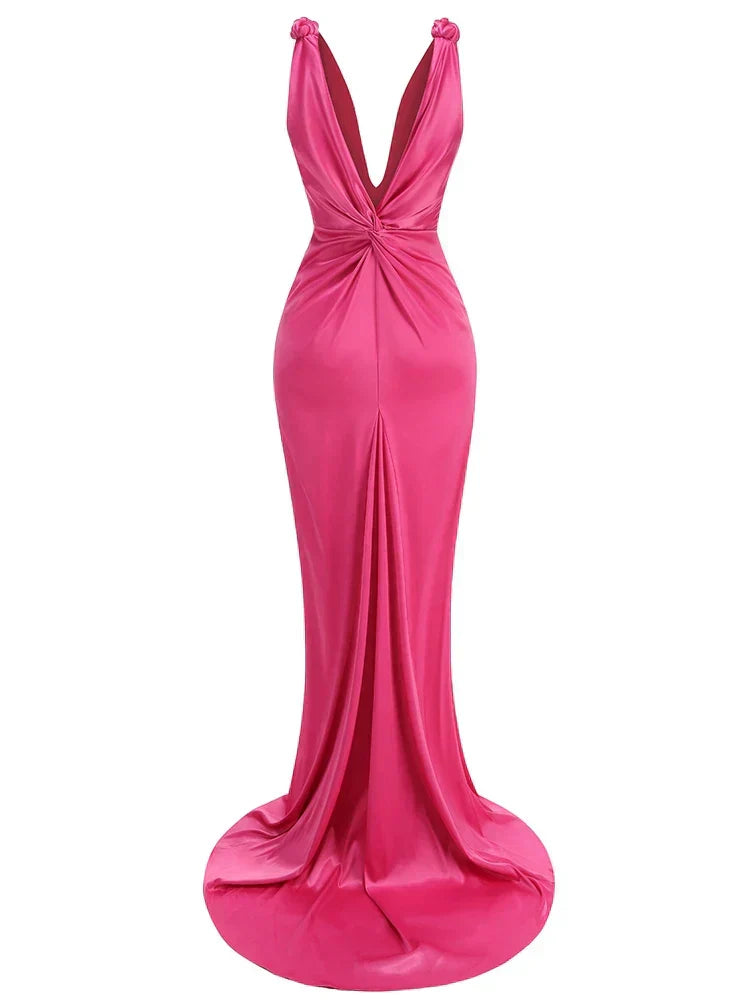 Zoey | Rochie Maxi Fără Mâneci cu Plisaje Subțiri