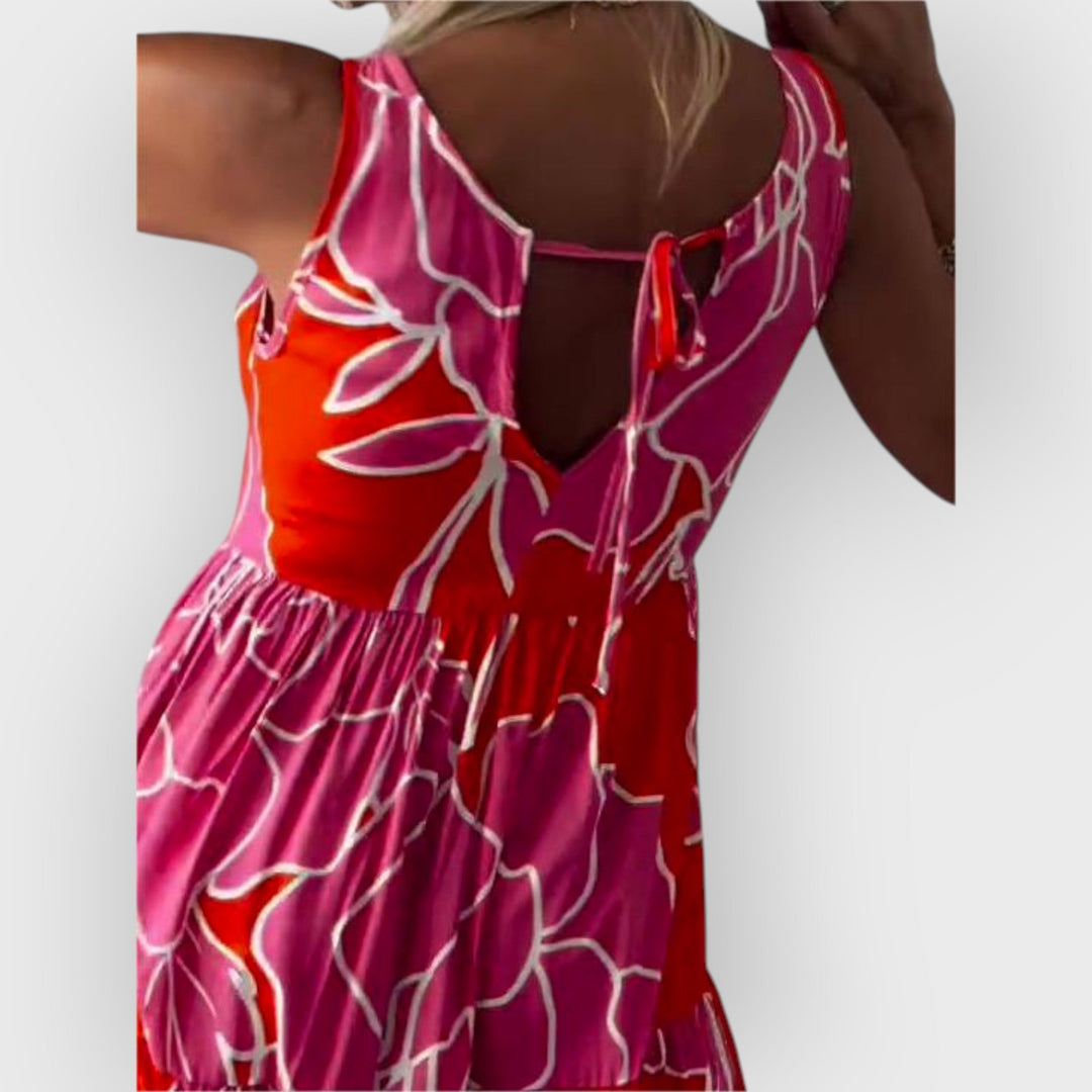 EVITA – ROCHIE FLORALĂ STILATĂ CU UMERI DESCOPERIȚI