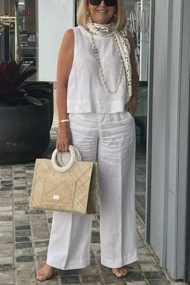 ZURI – COSTUM FĂRĂ MÂNECI DIN BUMBAC ȘI IN 