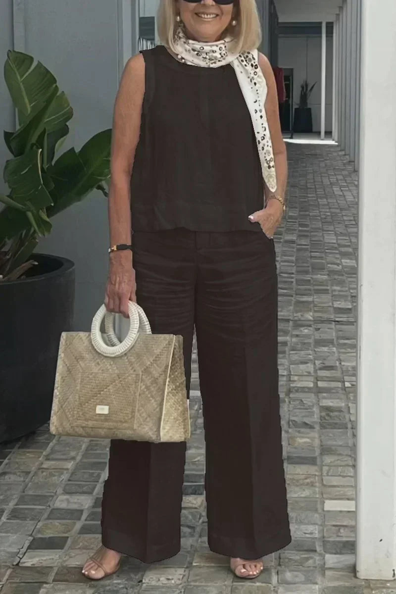 ZURI – COSTUM FĂRĂ MÂNECI DIN BUMBAC ȘI IN 