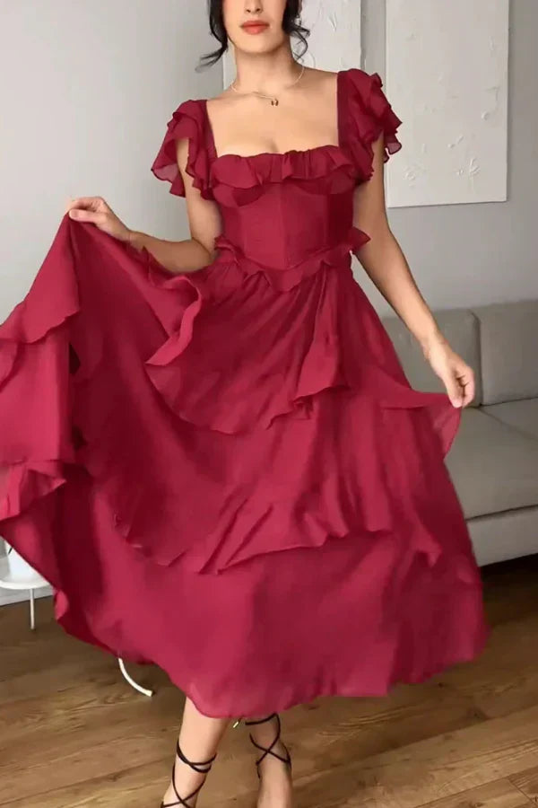 ISABELLA – ROCHIE ROMANTICĂ CU VOLANE CASCADATE 