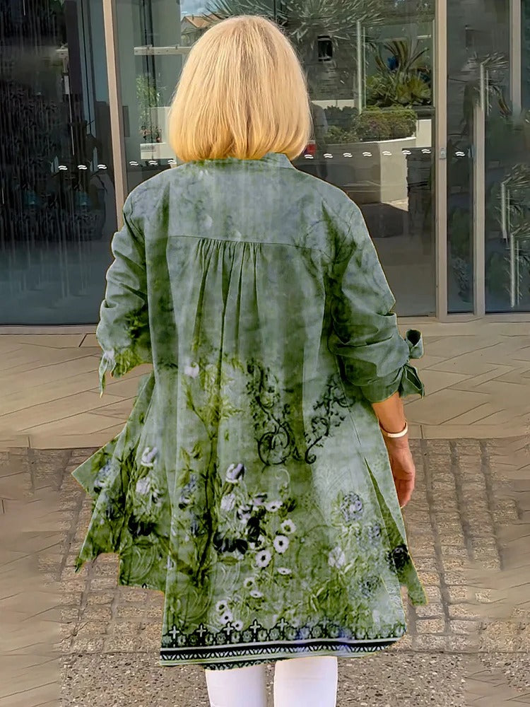 LINDA – CĂMAȘĂ CU BUTONI FLORALĂ ELEGANTĂ 