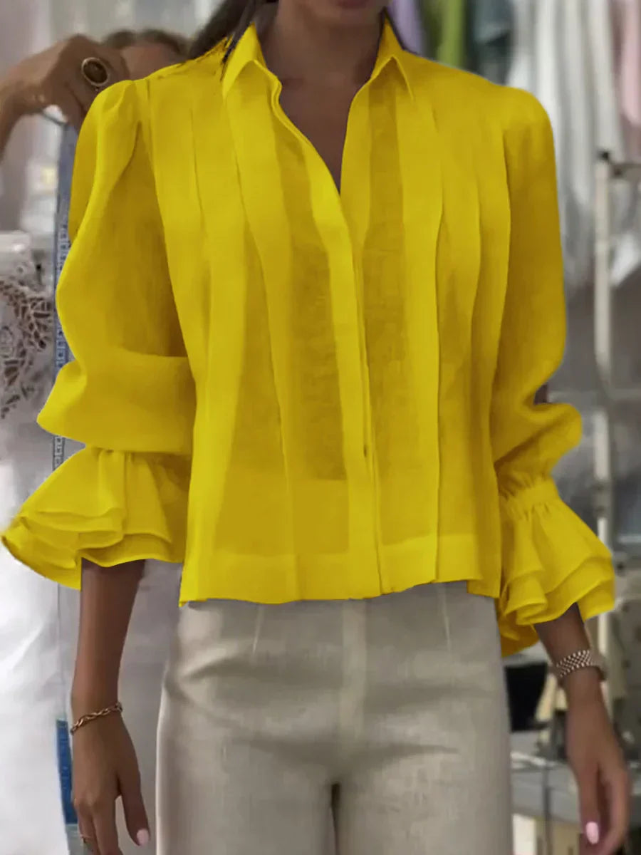 NORA | Bluză Elegantă din Bumbac Plisată