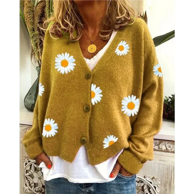 ANNELINA | Cardigan cu imprimeu floral, casual, elegant